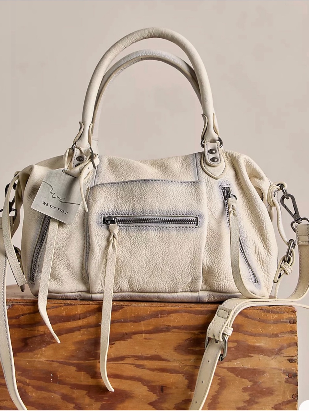 NWT Free People Baby Emerson Tote in color Salt - Picture 3 of 7